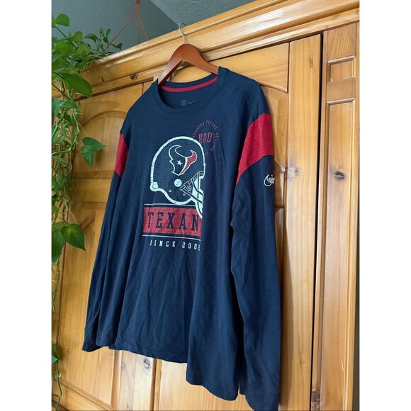 Nike Houston Texans Long-Sleeve Shirt (NFL Team Apparel, Navy/Red, XXL) - Picture 4 of 10